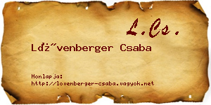 Lövenberger Csaba névjegykártya